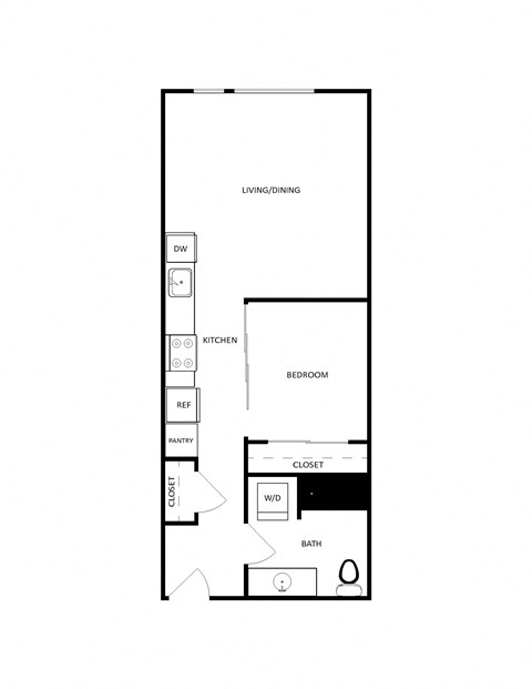 a floor plan of a unit with a bedroom and a living room